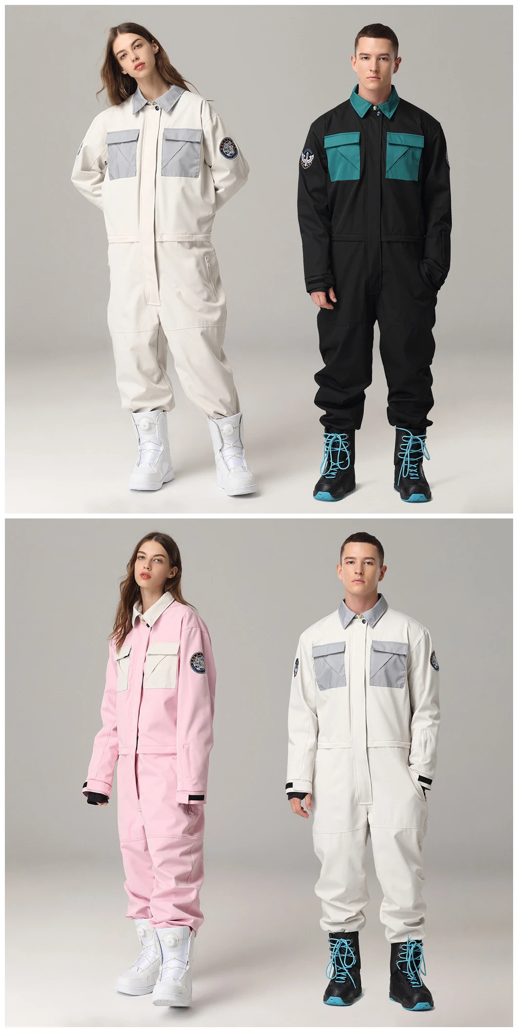 2021 Fashion Men Women Customized One Piece Ski Suits Waterproof 10000mm Ski Wear Jumpsuits